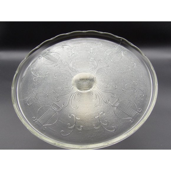Vintage Jeannette Glass Co. Clear Depression Glass Cake Stand Harp Pattern 4 1/2 - Picture 3 of 10